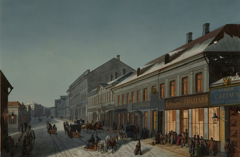 Кузнецкий мост. Литография из альбома Москва, Издания Дациаро. 1825. Из собрания Государственного музея А.С. Пушкина-c