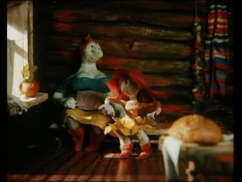 Красная шапочка мультфильм пластилиновый бабушка рисует лицо